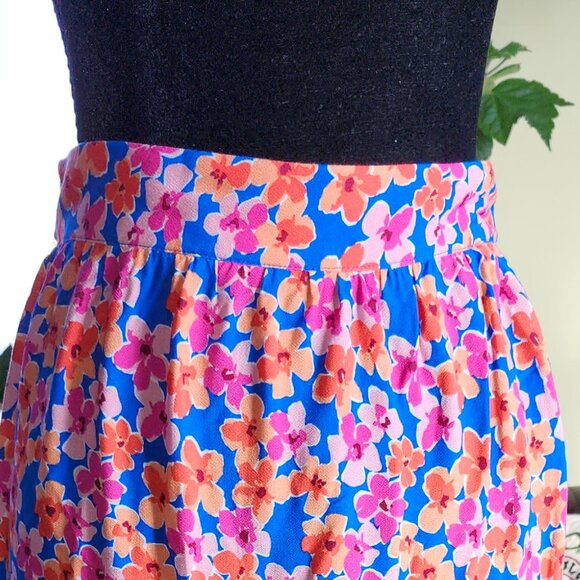 25216  NWT Skies Are Blue Boutique Brand Floral Skirt Blue/Tangerine!! Small - Picture 4 of 14